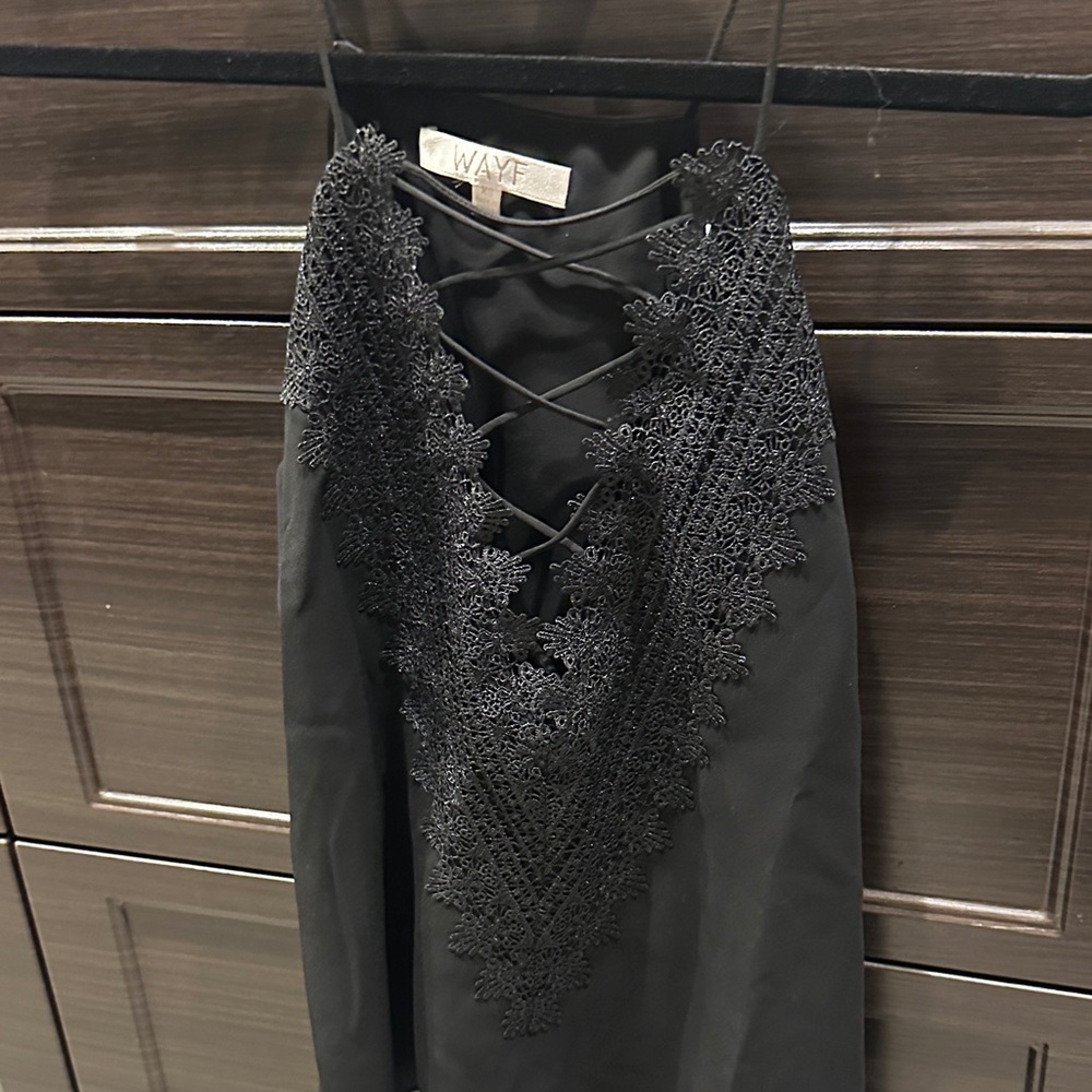 Wayf Black Lace Pencil Skirt